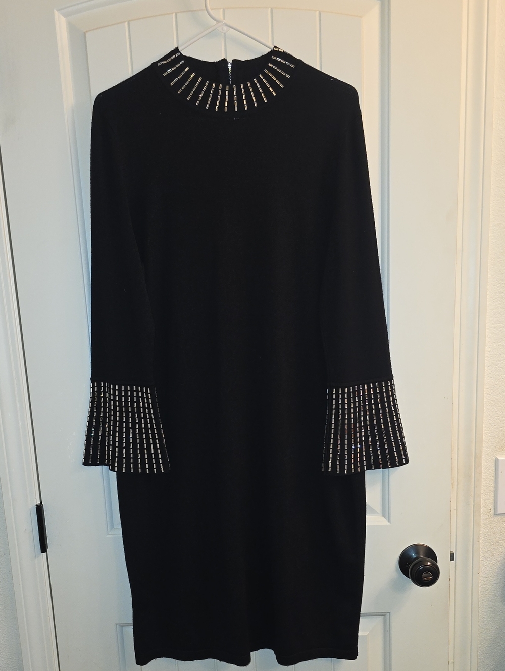 Stunning Calvin Klein Sweater Dress with Rhinestone Trim! XL
